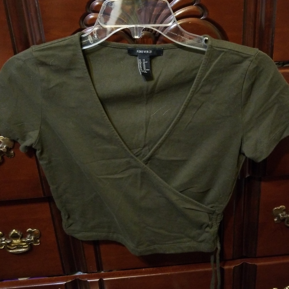 Hunter Green wrap front shirt